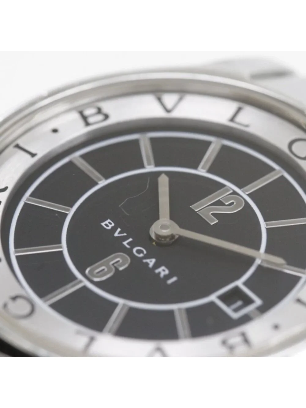 Bvlgari Solo Tempo Stainless Steel Quartz Analog Display Black Dial Watch